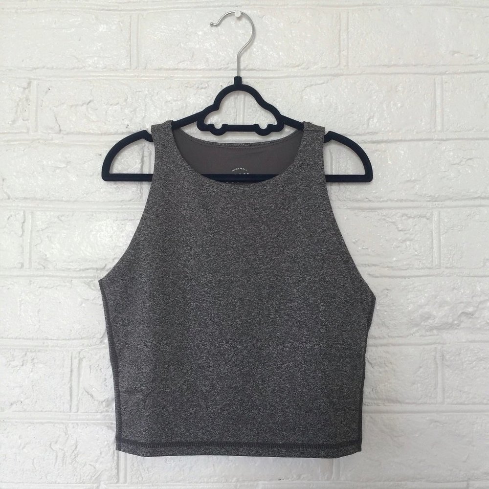 Madewell MWL Form Racerback Crop Top in Heathered Charcoal - XS - NEW